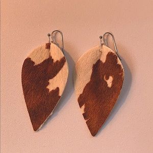 Faux Cowhide Teardrop Earrings, Western Earrings